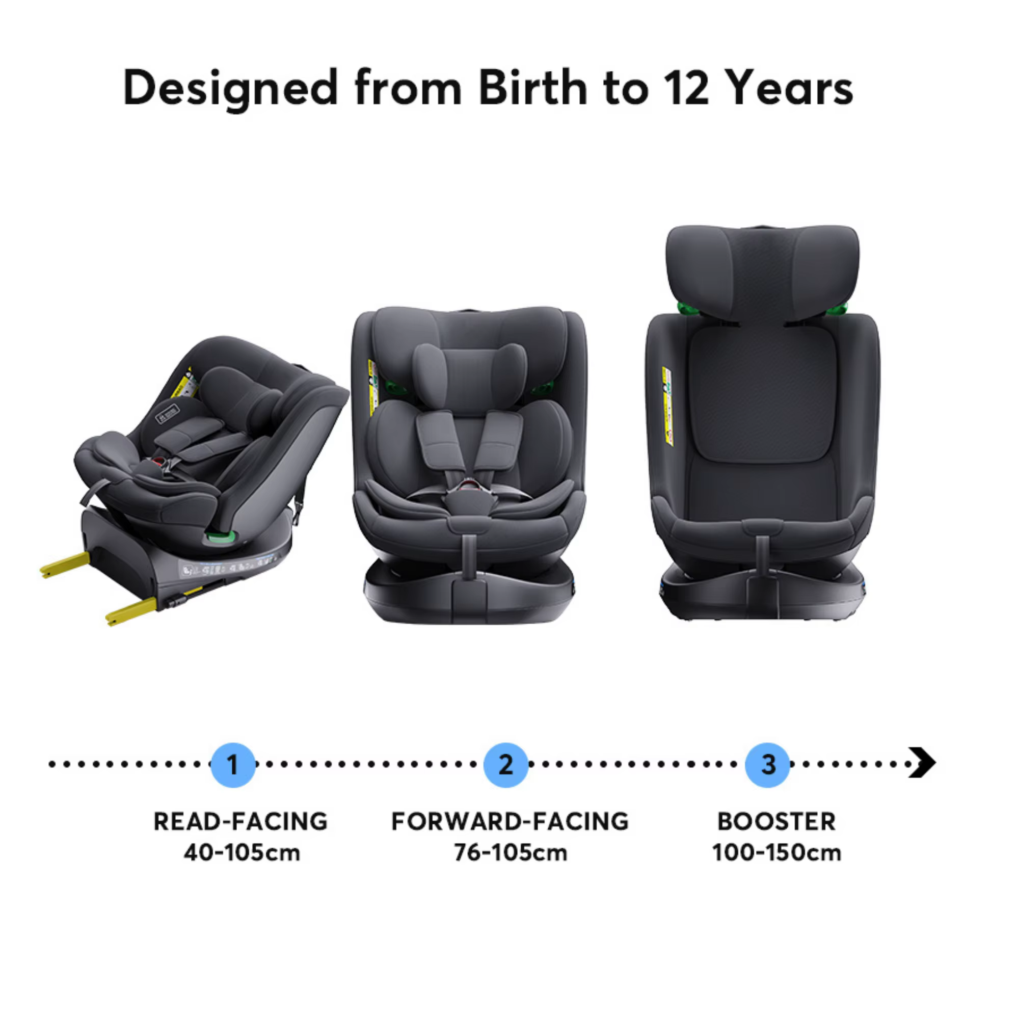 Sièges auto pour enfants avec ISOFIX pour bébé, réglables, rotation à 360°, angle réglable, 0-12 ans