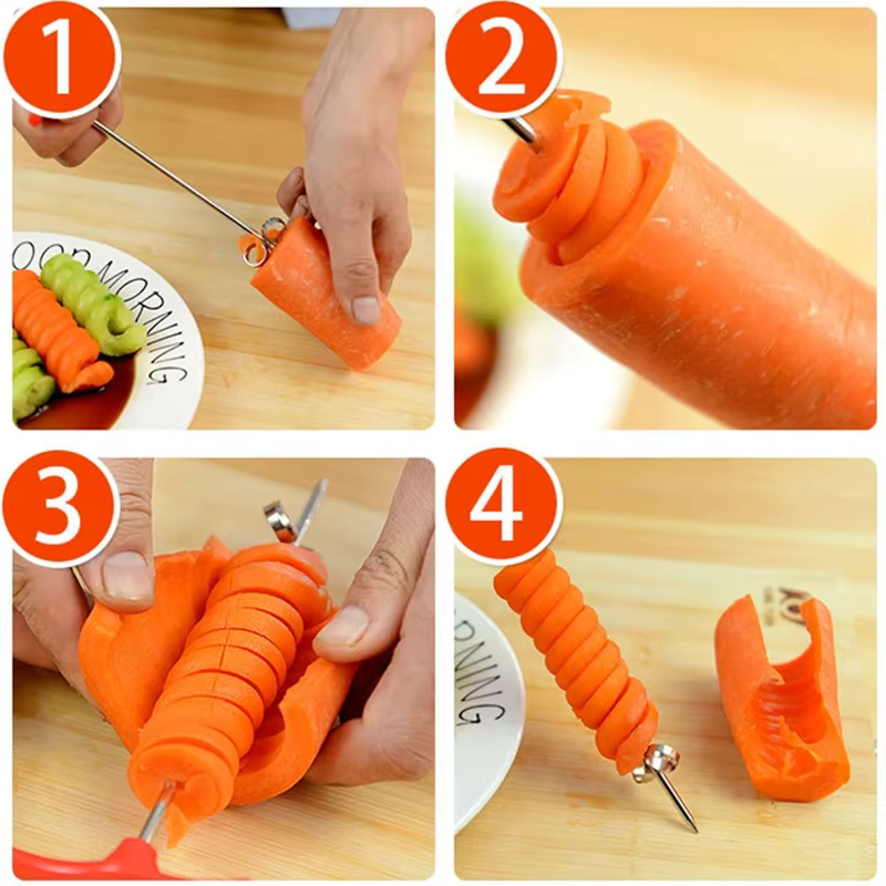 Coupe-légumes en spirale pour pommes de terre, carottes, concombres, trancheuse, rouleau manuel, cou