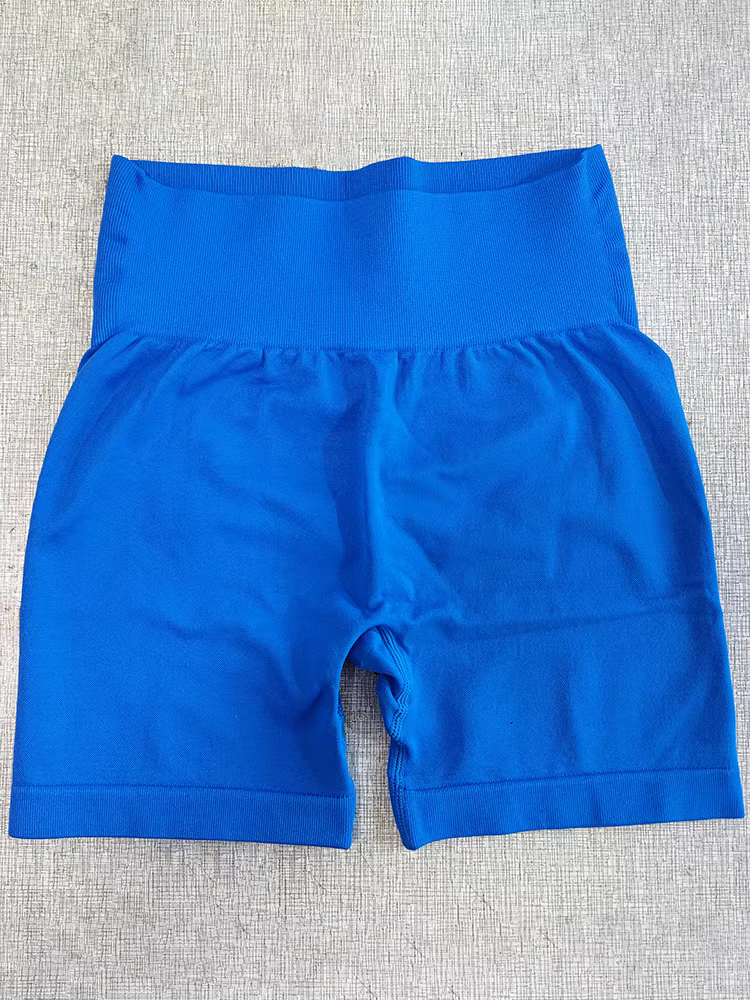 Short de sport sans couture pour femme, fitness, yoga, squat verde, taille haute, short de motard, p