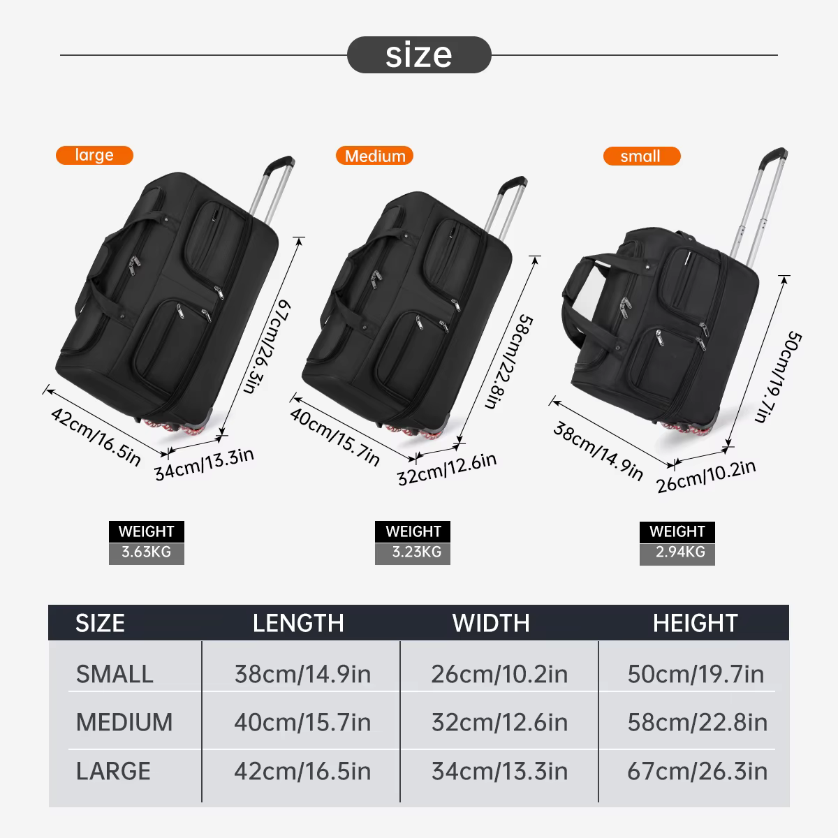 Sac vérifié de la compagnie aérienne Sac de bagage mobile pliable à l'étranger avec chariot Bagage d