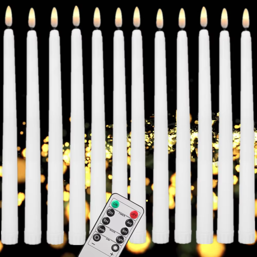 Bougies chauffe-plat scintillantes sans flamme avec télécommande, lumière de mèche 3D, ci-après les,