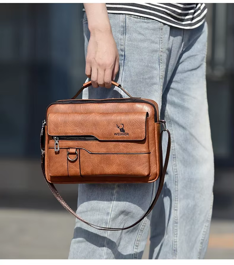WEIXIER – sac à bandoulière multifonction en cuir Pu pour hommes, sacoche de grande capacité, fourre