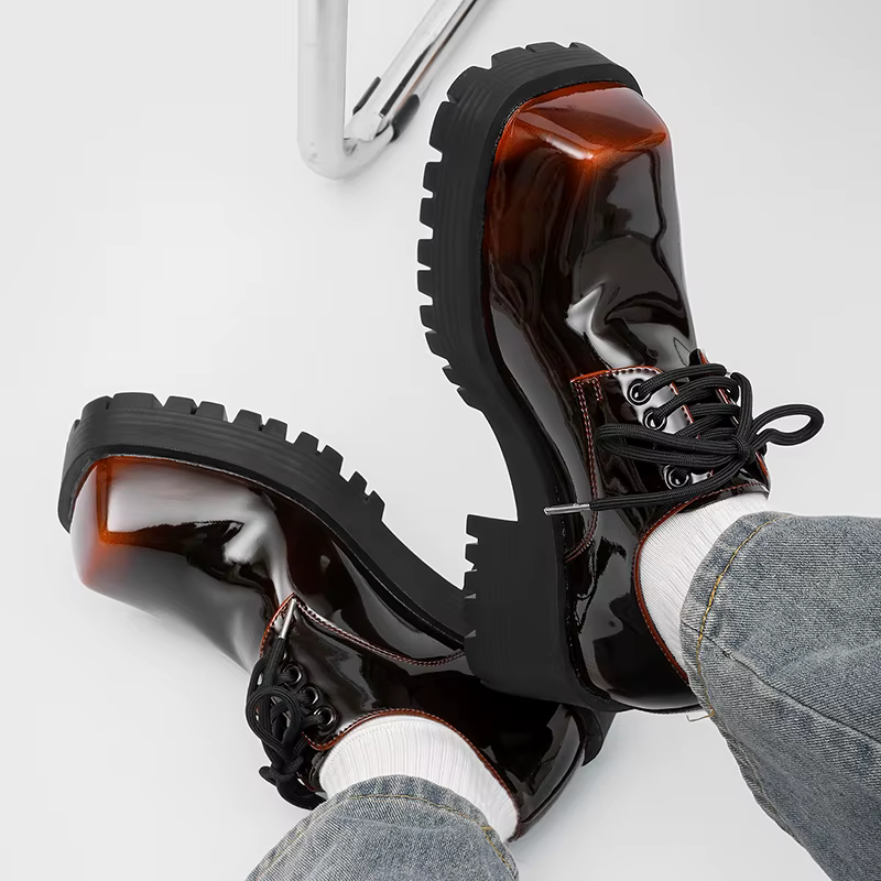 Chaussures en cuir à semelles épaisses pour hommes, style design de luxe, travail, bureau, mode fête