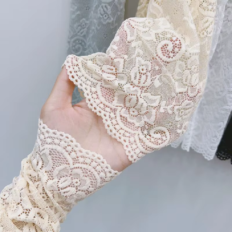 Gants de conduite à manches élastiques pour femmes, mitaines sans doigts, crème solaire, noir, blanc