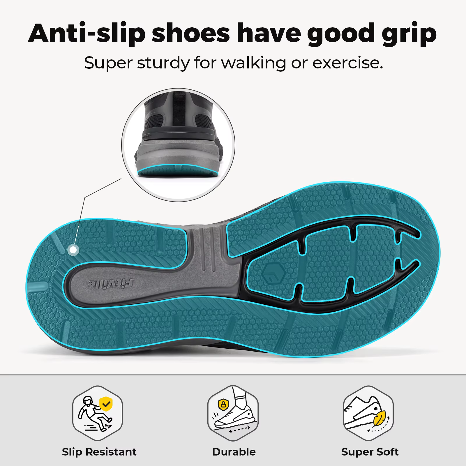 Chaussures de marche Fittington confortables et larges pour hommes, chaussures de sport antidérapant