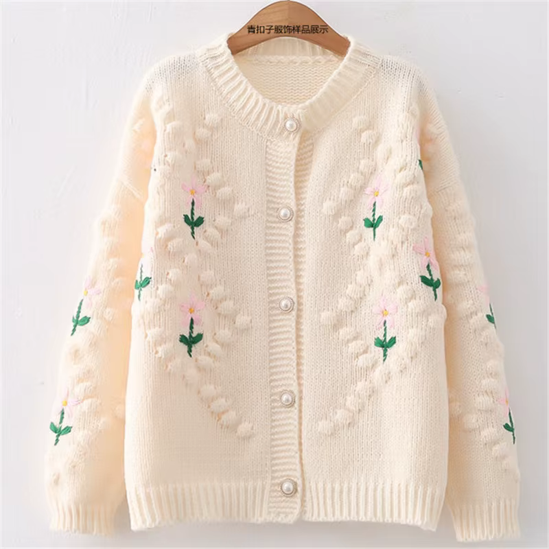 Pull Brodé Épais et Chaud en Tricot pour Femme, Cardigan en Y, Nouveau Design, Printemps-Automne