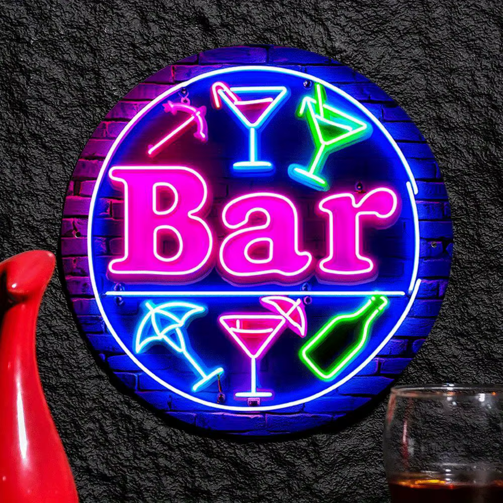 【Enseigne lumineuse néon】Décoration murale en métal avec bouteilles de bière, pour bar à domicile et