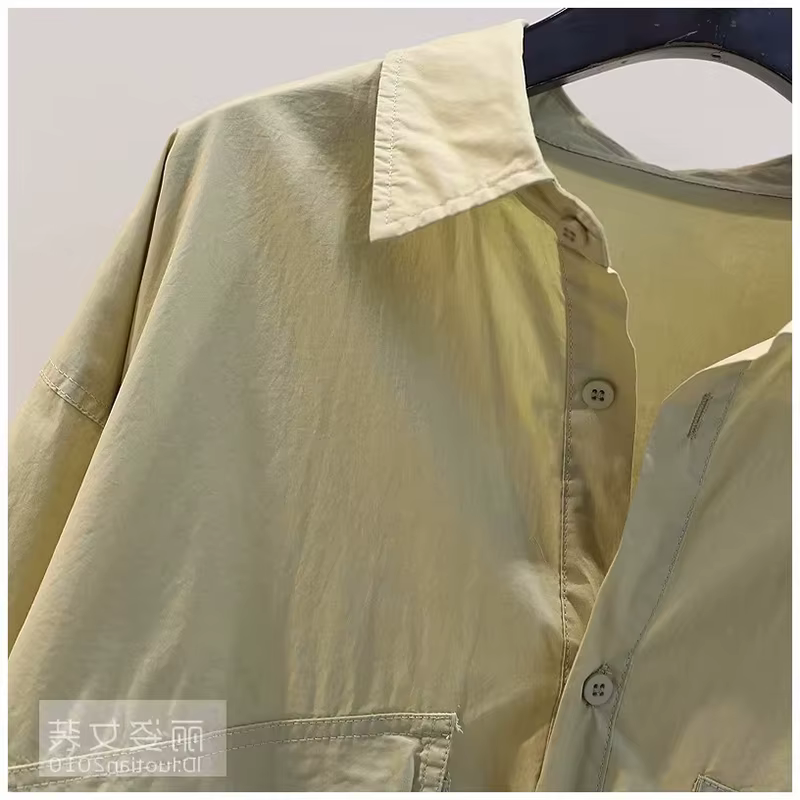 Chemise 50% Coton à Manches sulfpour Femme, Chemisier à Poches, Double Haut, Nouvelle Collection Pri