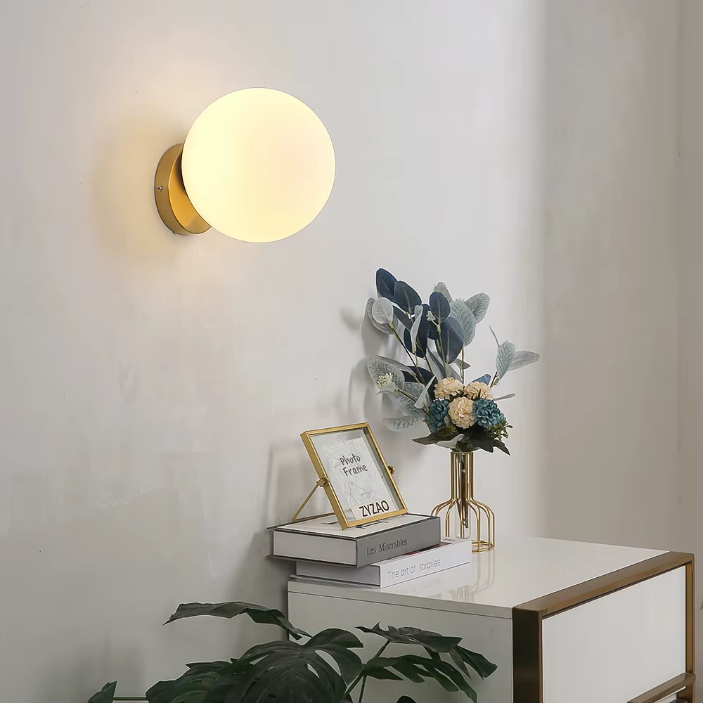 Applique murale moderne boule de verre de luxe or non aligné boule applique salon chambre chevet esc