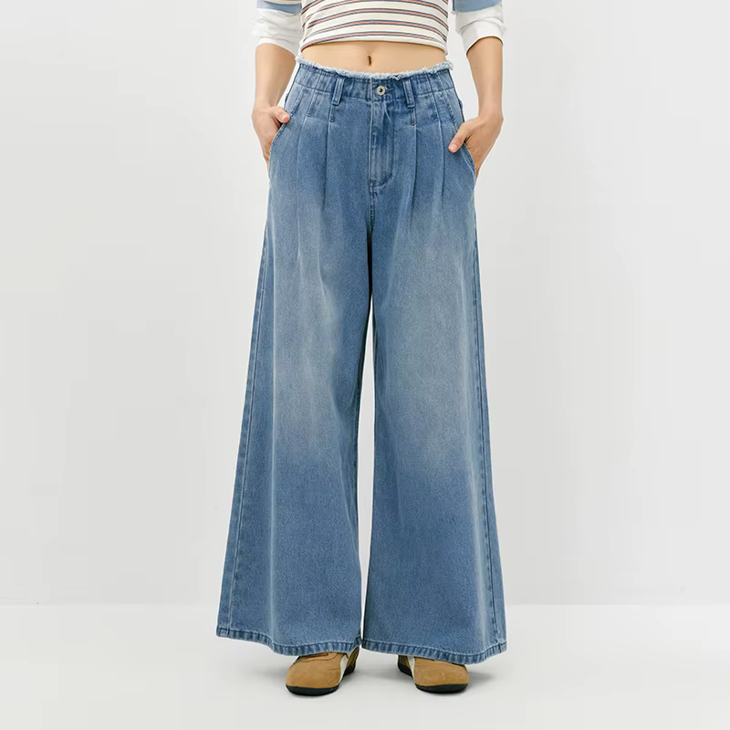Semir – jean élégant pour femmes, ourlet brut, taille haute, jambes larges, longueur au sol, pantalo