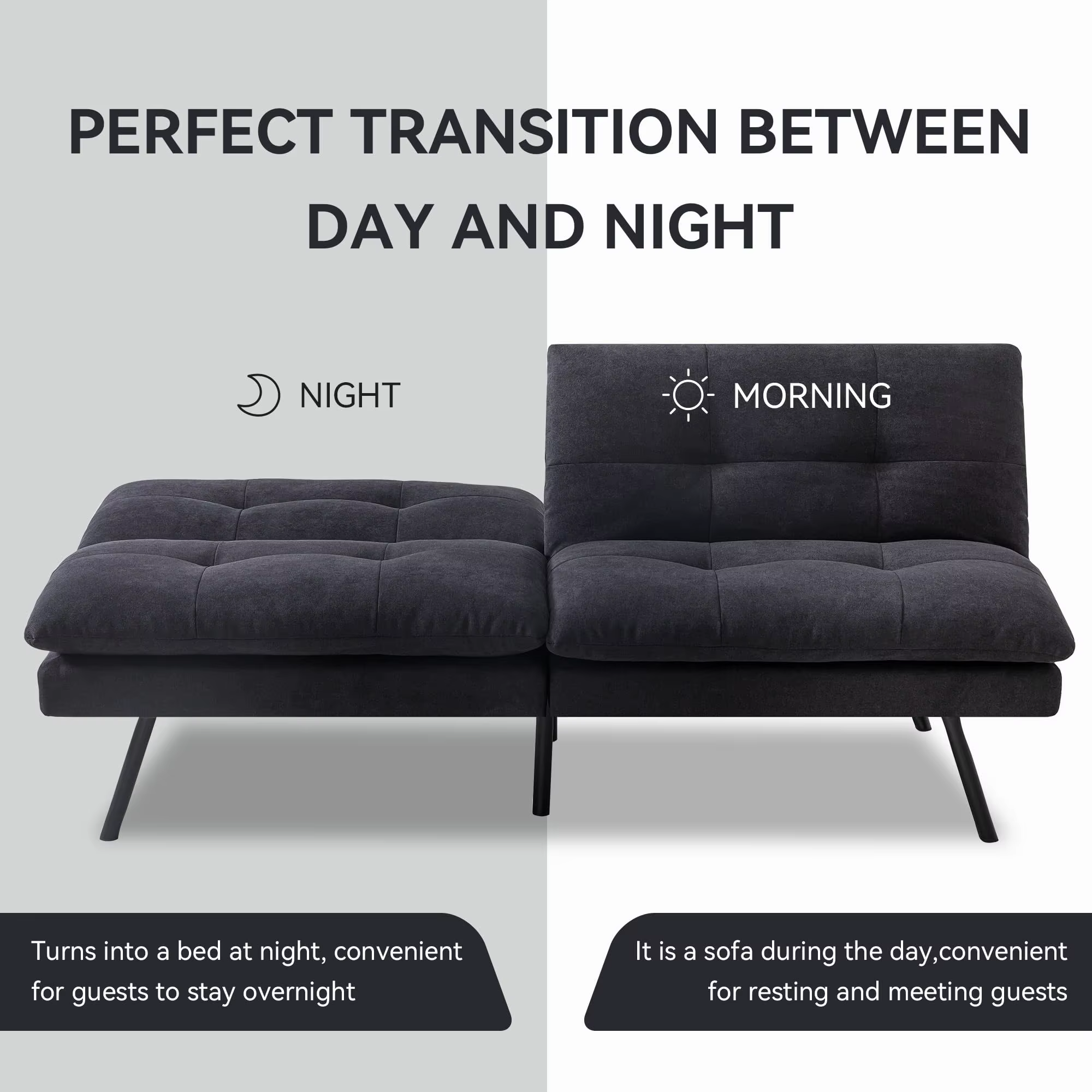 Hcore-Canapé-lit en mousse à mémoire de forme, sofa convertible, causeuse noire pour petits espaces,