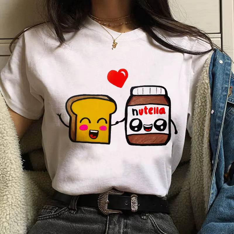 T-shirt femme années 90 avec image imprimée Nutella, décontracté, à la mode, Harajuku, dessin animé 