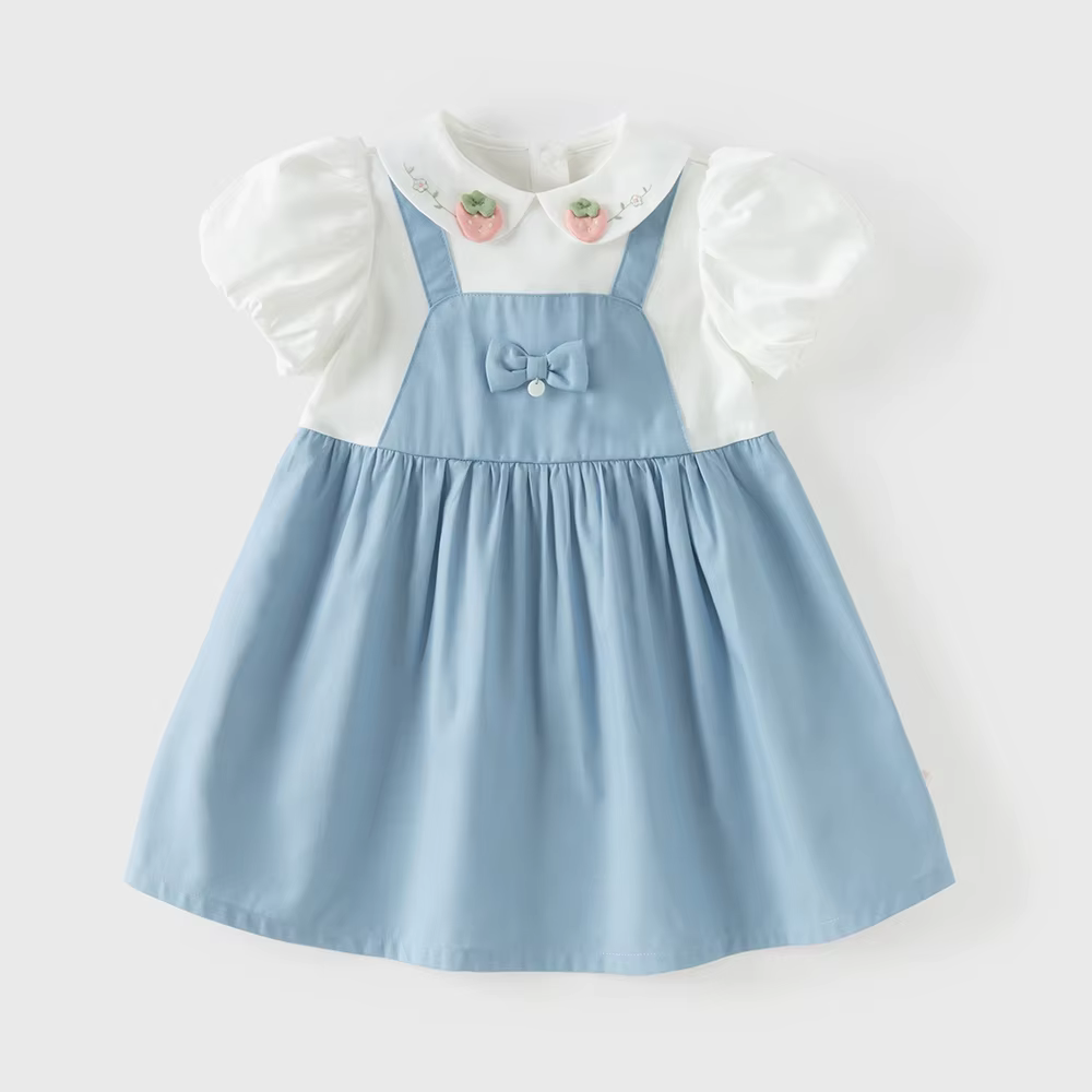 Robe d'été pour fille Dave Bella, faux deux pièces, manches courtes, style princesse, en coton, pour