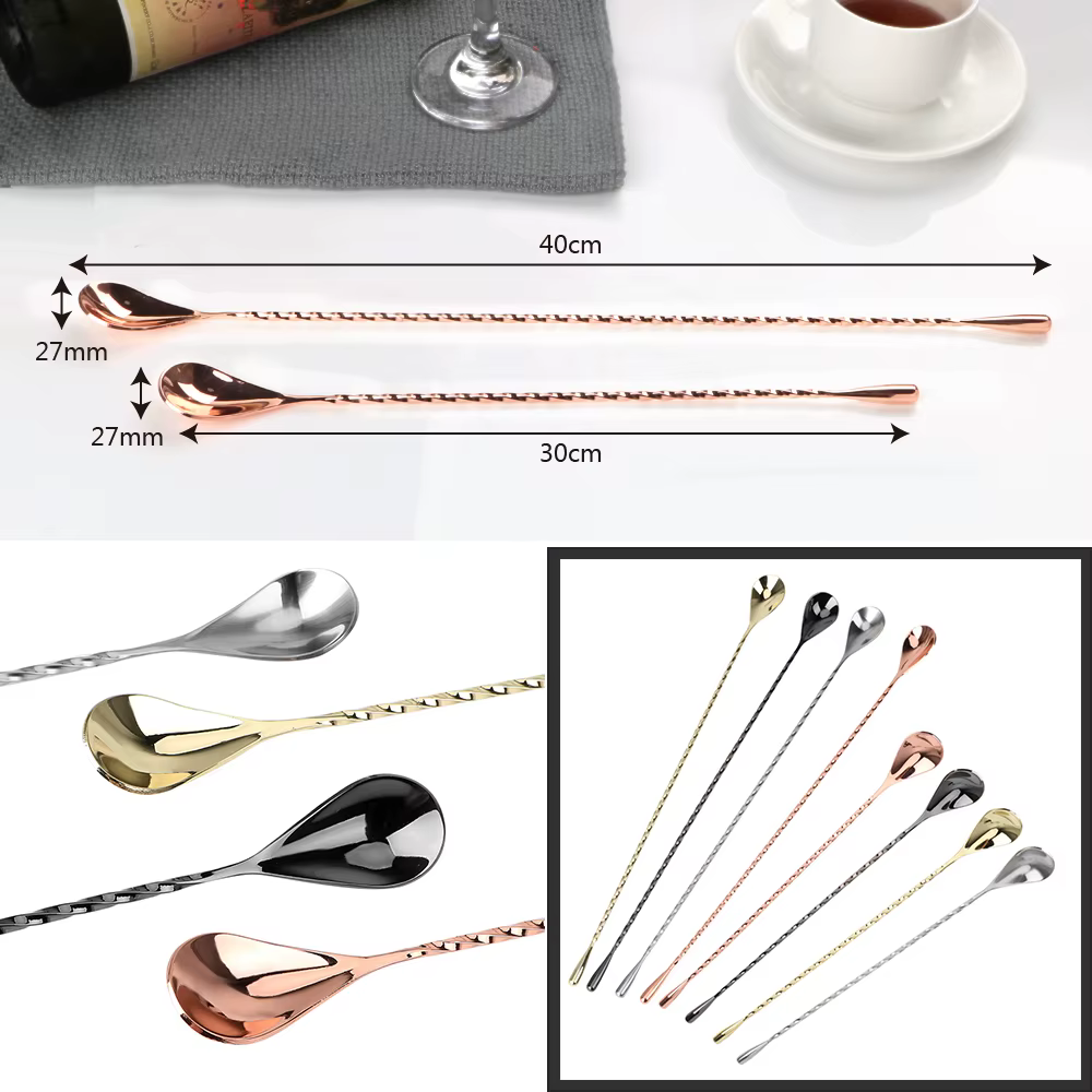 Cuillère à mélanger pour Cocktail 30/40cm, cuillère à thé pour Bar, cuillère à mélanger, motif spira