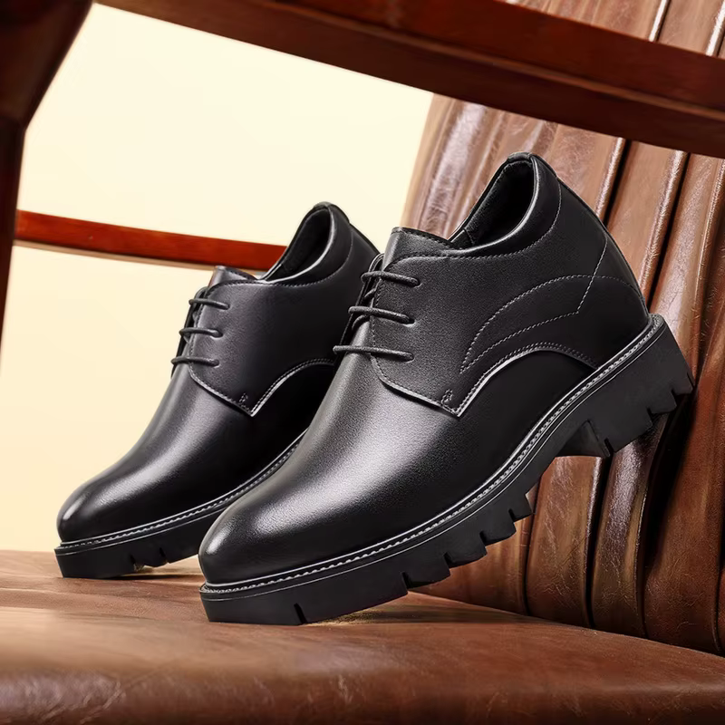 Chaussures pour hommes en cuir de vache augmentant la hauteur de 10cm, chaussures formelles à semell