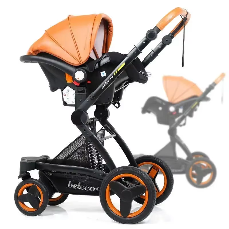 Poussette bébé 3 en 1 avec siège auto, landau pliable pour nouveau-nés, poussette étanche de haute q