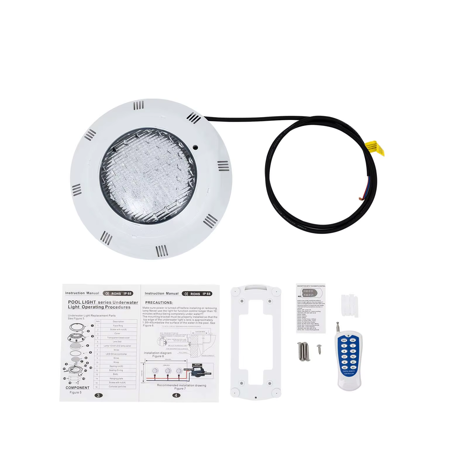 Lampe LED sous-marine pour piscine, imperméable conforme à la norme IP68, RVB, disponible en 7 coule