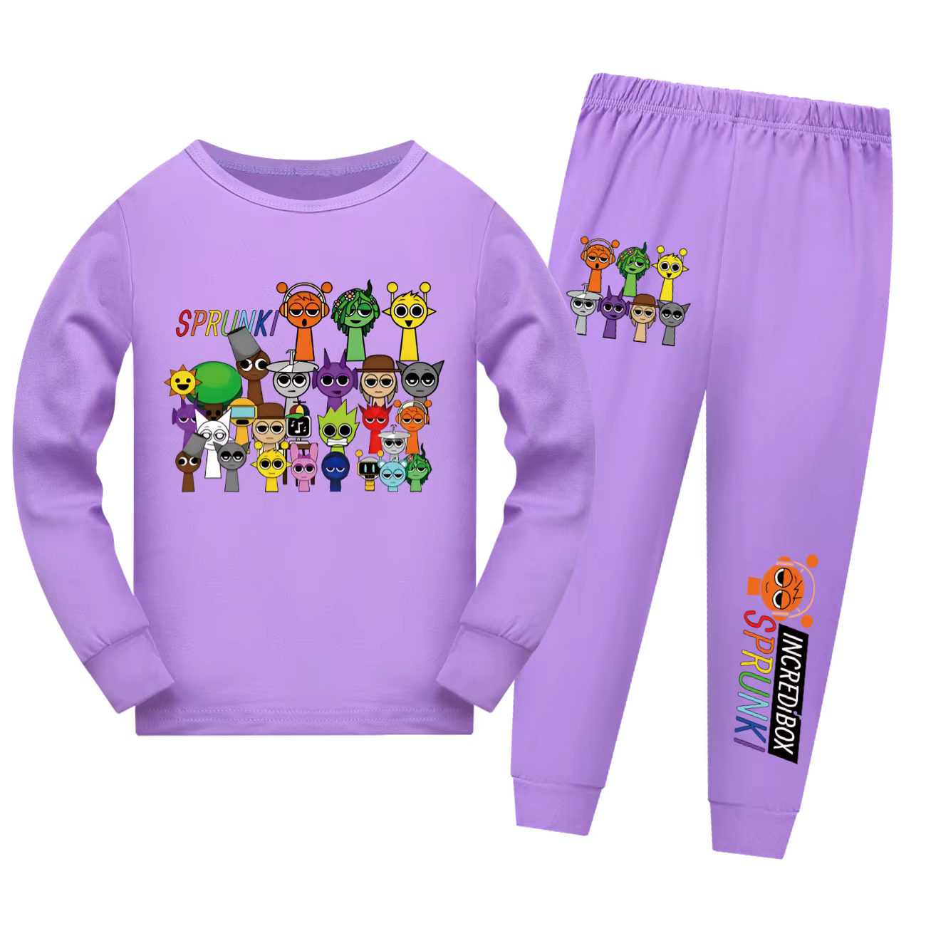 Sprunki-Ensembles de pyjama de dessin animé pour enfants, jeu Incredibox, vêtements de nuit en coton
