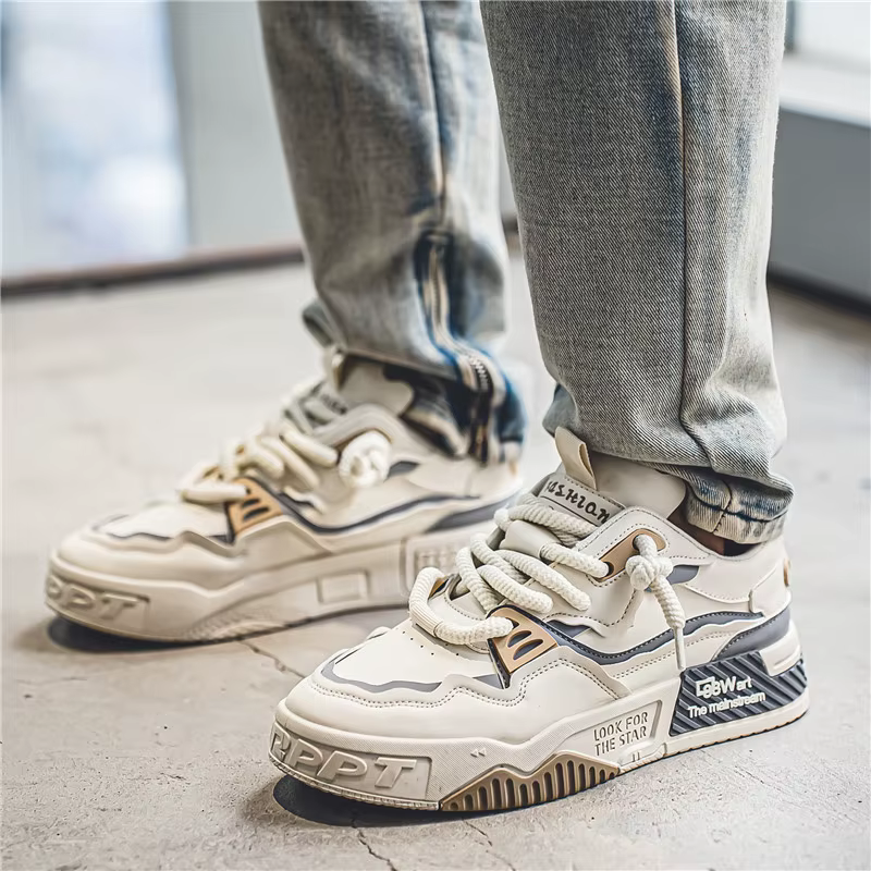 Chaussures de skate tendance pour hommes, baskets confortables et antidérapantes à lacets décontract