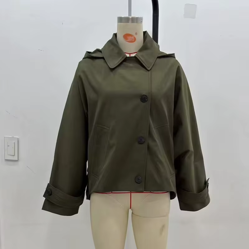 MUJER Trench Coat à capuche pour femme Coupe-vent à manches longues pour femme Nouveau en manteaux e