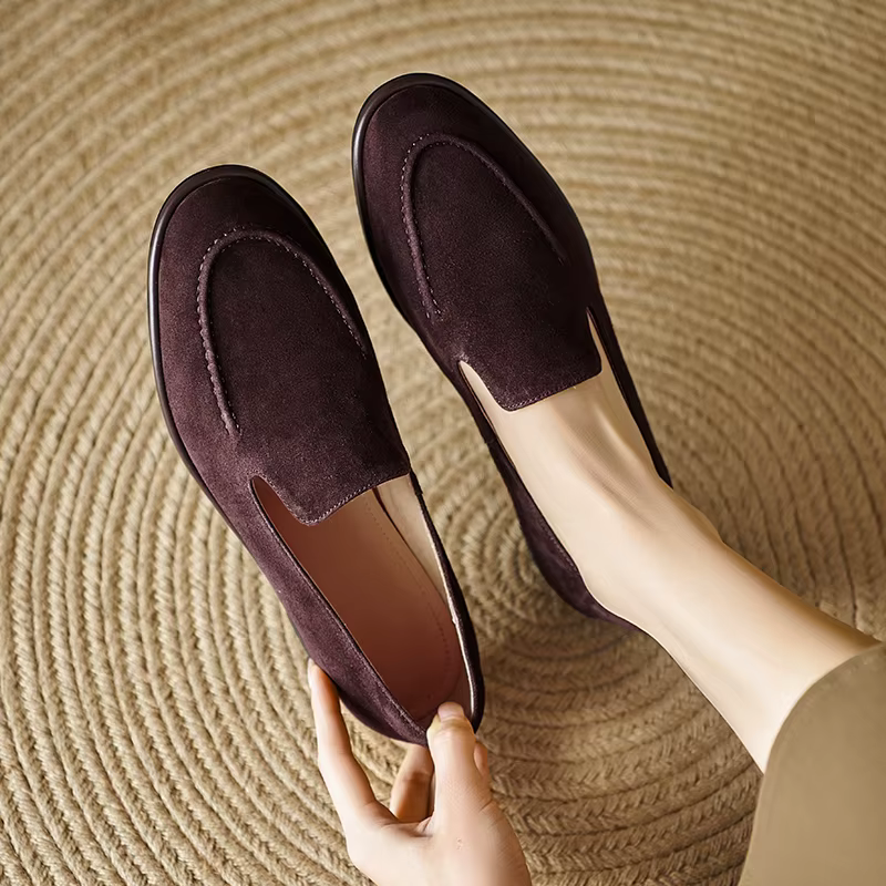 QUTAA mode nouvelles femmes chaussures plates vache daim cuir femme Slip-on printemps Ballet mocassi