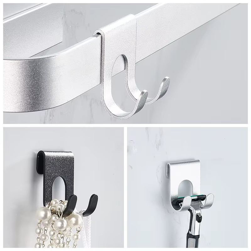 1/3 pièces crochet en aluminium douche verre porte crochet trou libre porte-serviettes cintre clé or