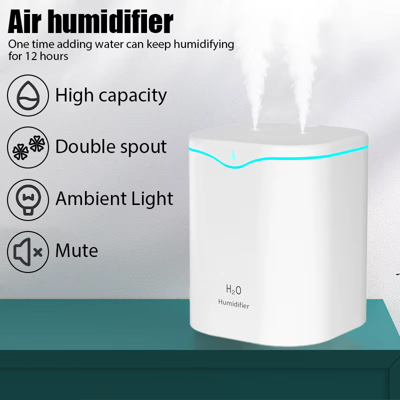 Humidificateur d'air USB 2000ML, Double Port de pulvérisation, huile essentielle, aromathérapie, bru