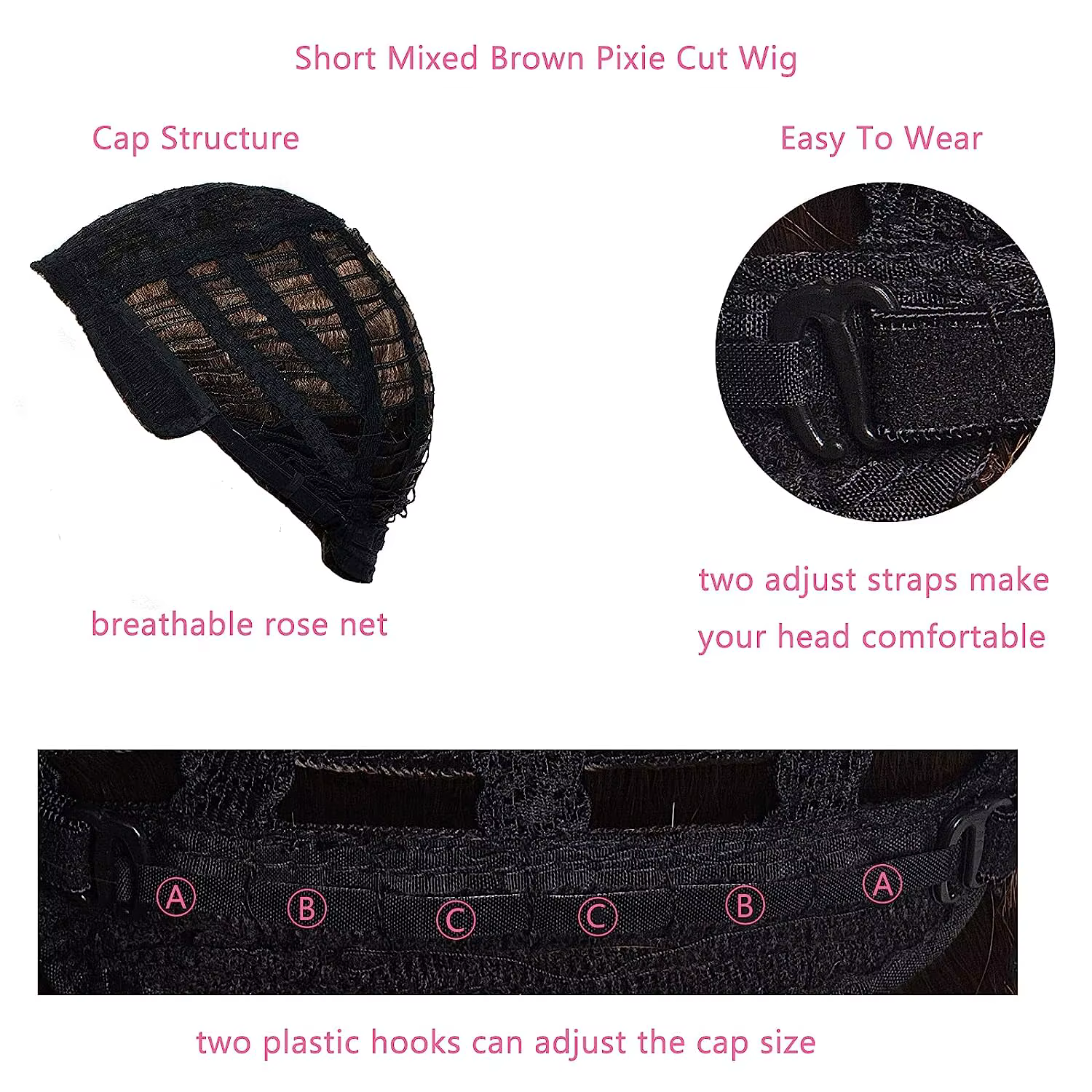 Short marron pour femmes blanches, coupe Pixie superposée avec reflets blonds, cheveux synthétiques 