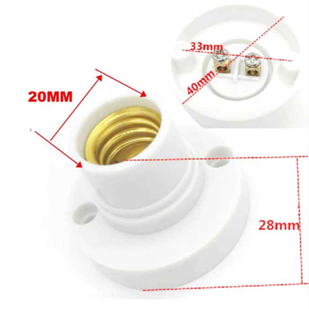 Base en plastique E14 avec trou pour fil, support de douille de lampe à vis, douille de lampe à Base