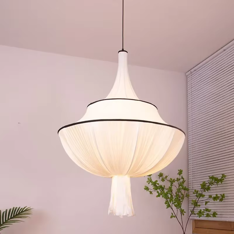 Lampe suspendue en tissu français pour plafond, Vintage, luminaire décoratif d'intérieur, idéal pour