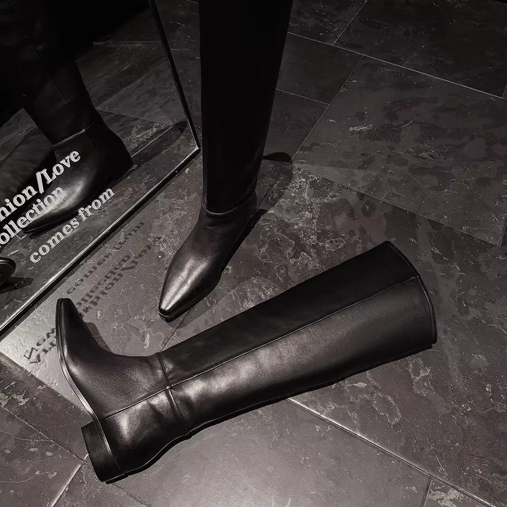 Aucegi Bottes hautes confortables à bout rond pour femme, nouvelle collection printemps-automne, tal