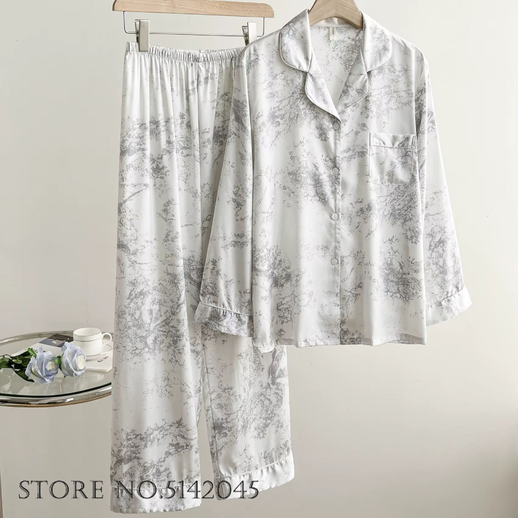 Ensemble de pyjamas à manches longues pour femmes, vêtements de nuit sexy, vêtements de détente léop