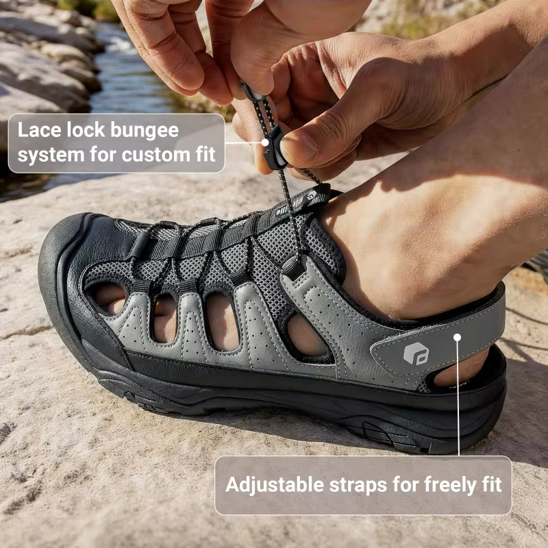 FitVille Sandales pour hommes à largeur étendue, à bout fermé, pour la randonnée et la natation, ave