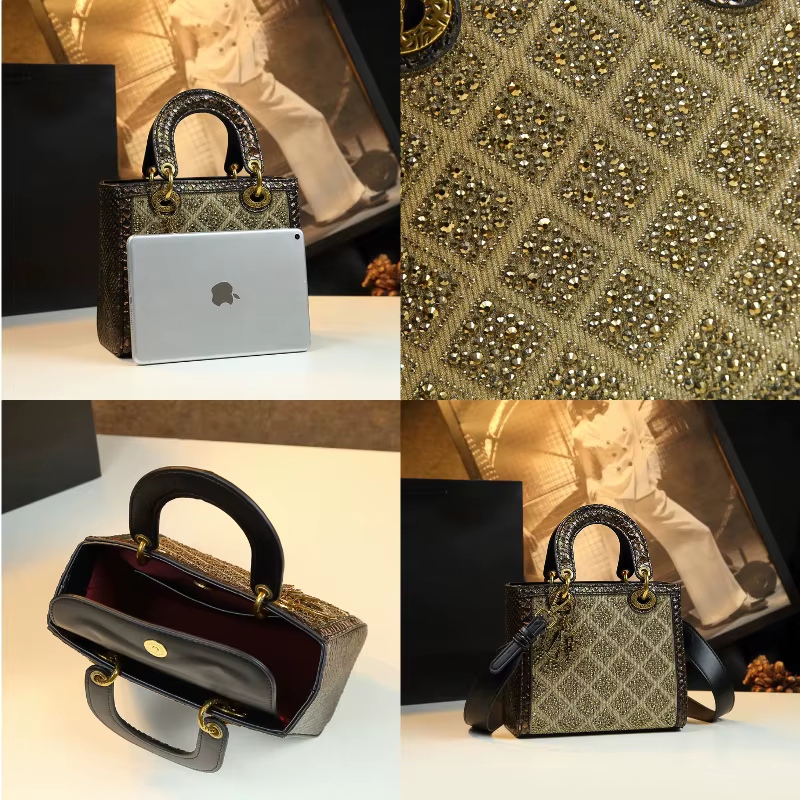 Petit sac à main entièrement en strass, sac à bandoulière de luxe en cuir véritable pour femmes, sac