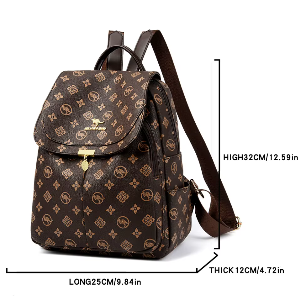 Sacs à Dos imprimés kangourou classiques Sac à Dos en Cuir Pu pour femmes Sac d'école à bandoulière