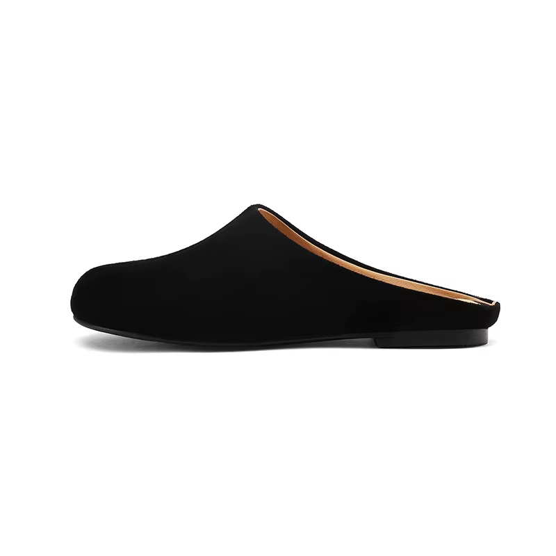 SmallHut Nouvelle Tendance 2026 Mules d'été pour femme en daim de vache, coloris Noir, Kaki, Chocola