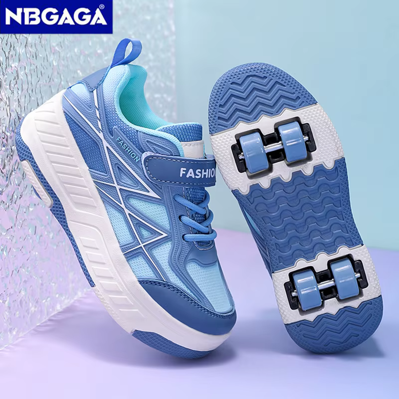 Chaussures de roller avec roulettes amovibles à quatre roues pour enfants, garçons et filles, basket