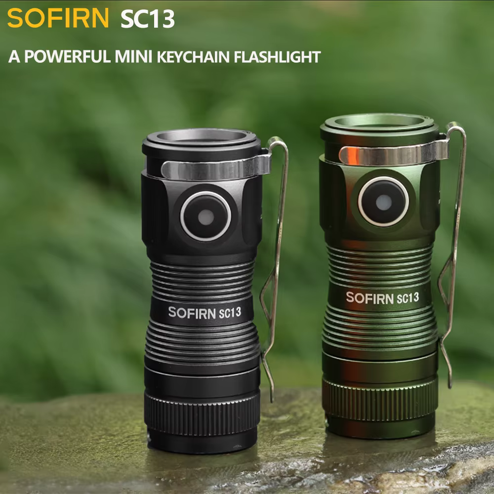 Lampe torche tactique miniature SOFIRN SC13 noire et verte 519A/SST40 LED 1300lm 18350 6000K, lampe 