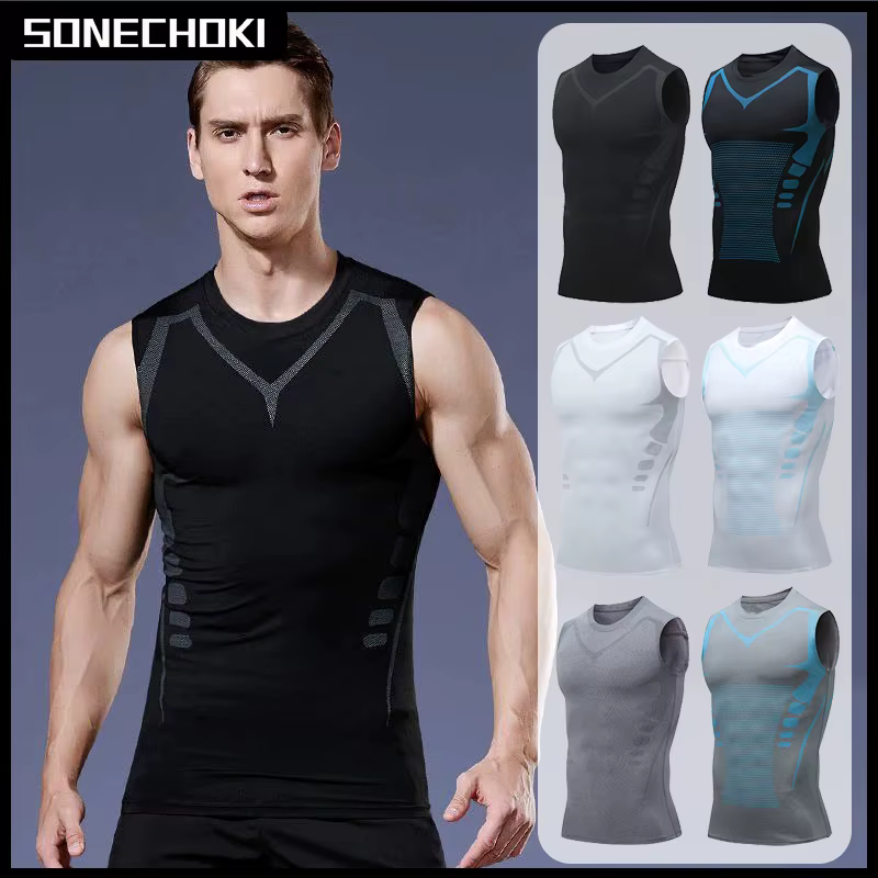 Débardeur de Compression pour hommes, chemise de gymnastique sans manches, impression à séchage rapi