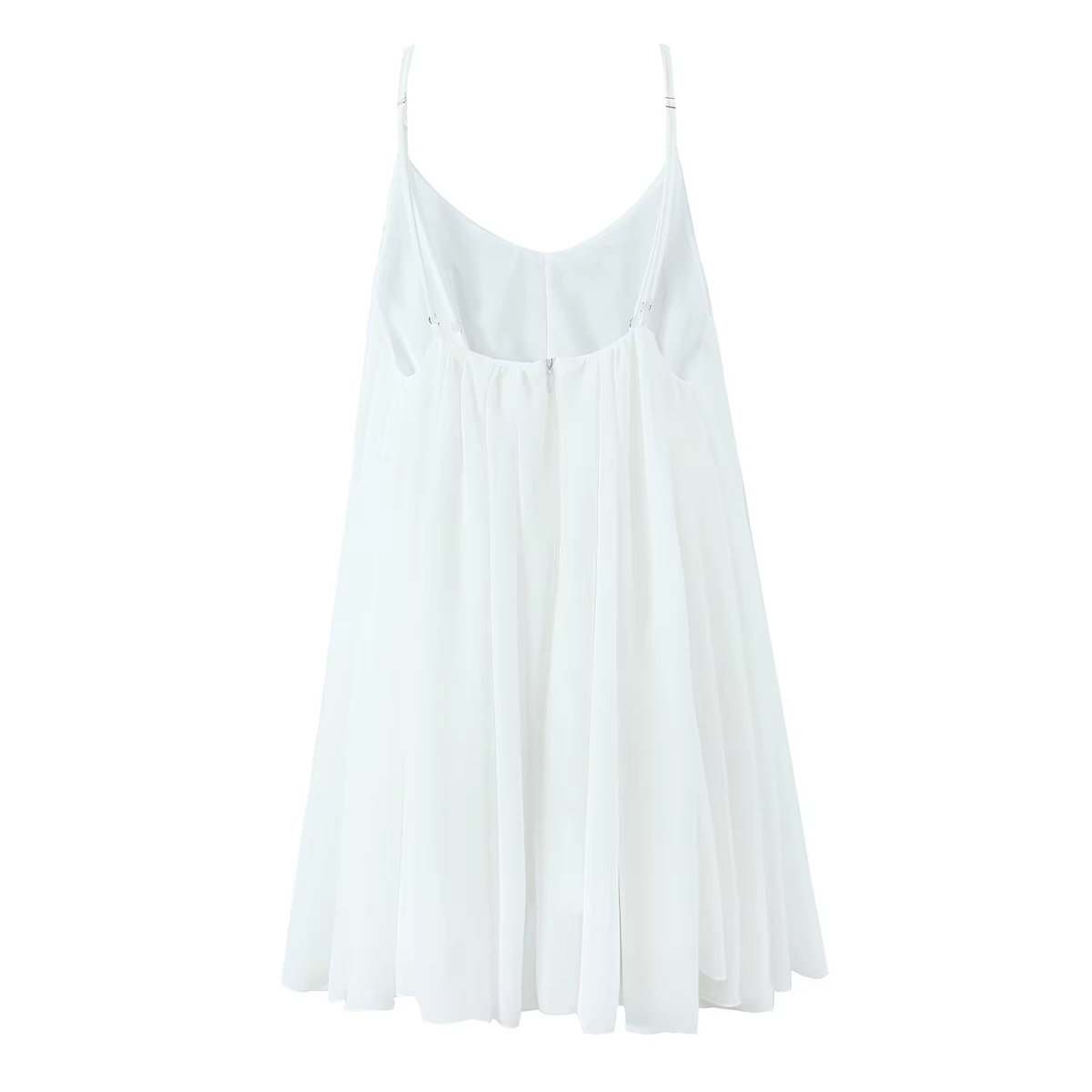BO00-Robe courte à bretelles dos nu pour femmes, col rond, fermeture à glissière au dos, mini robes 
