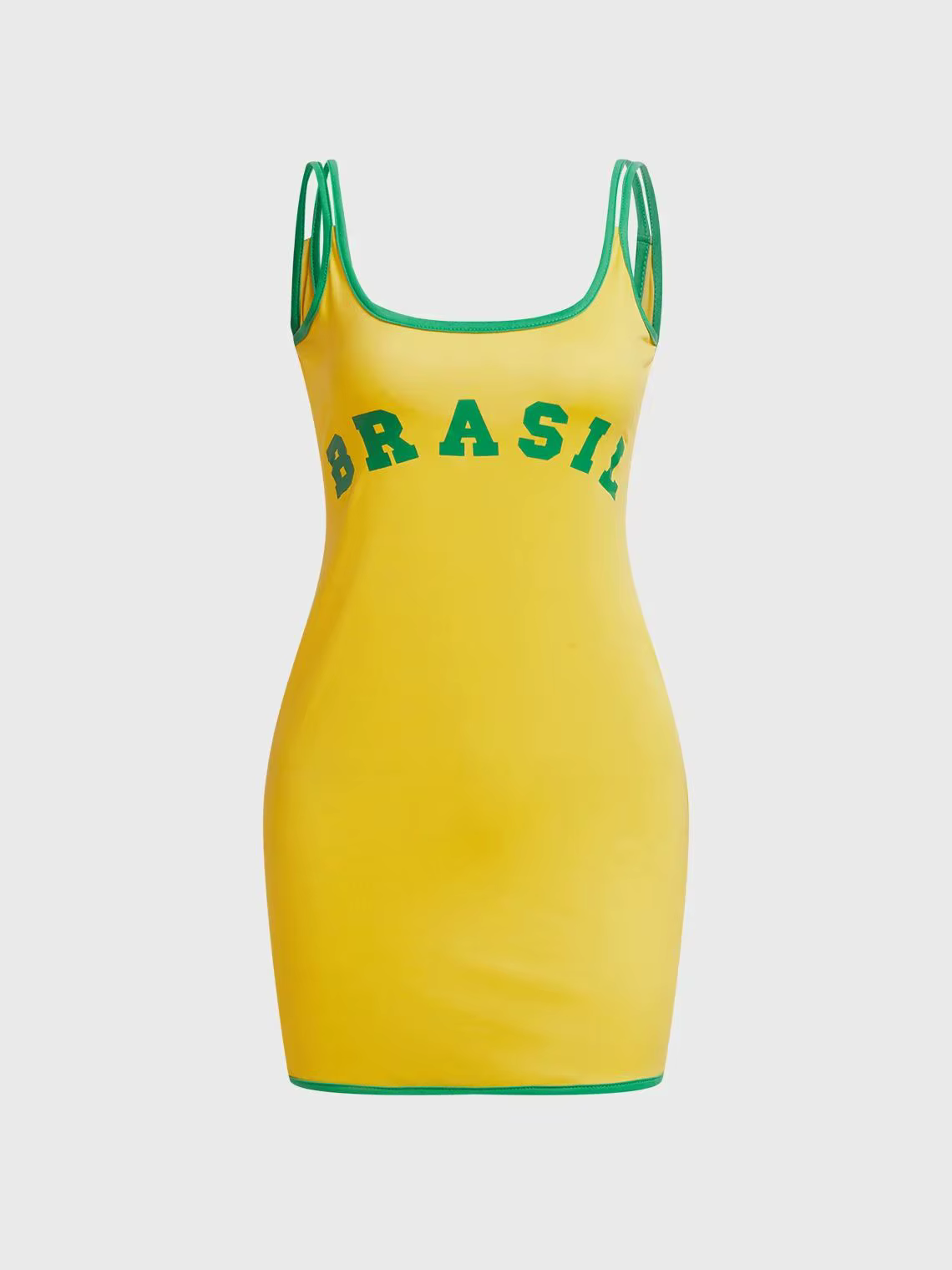 BRASCanon-Mini robe jaune imprimée avec lettres pour femme, tenue de soirée sexy, streetwear, décont