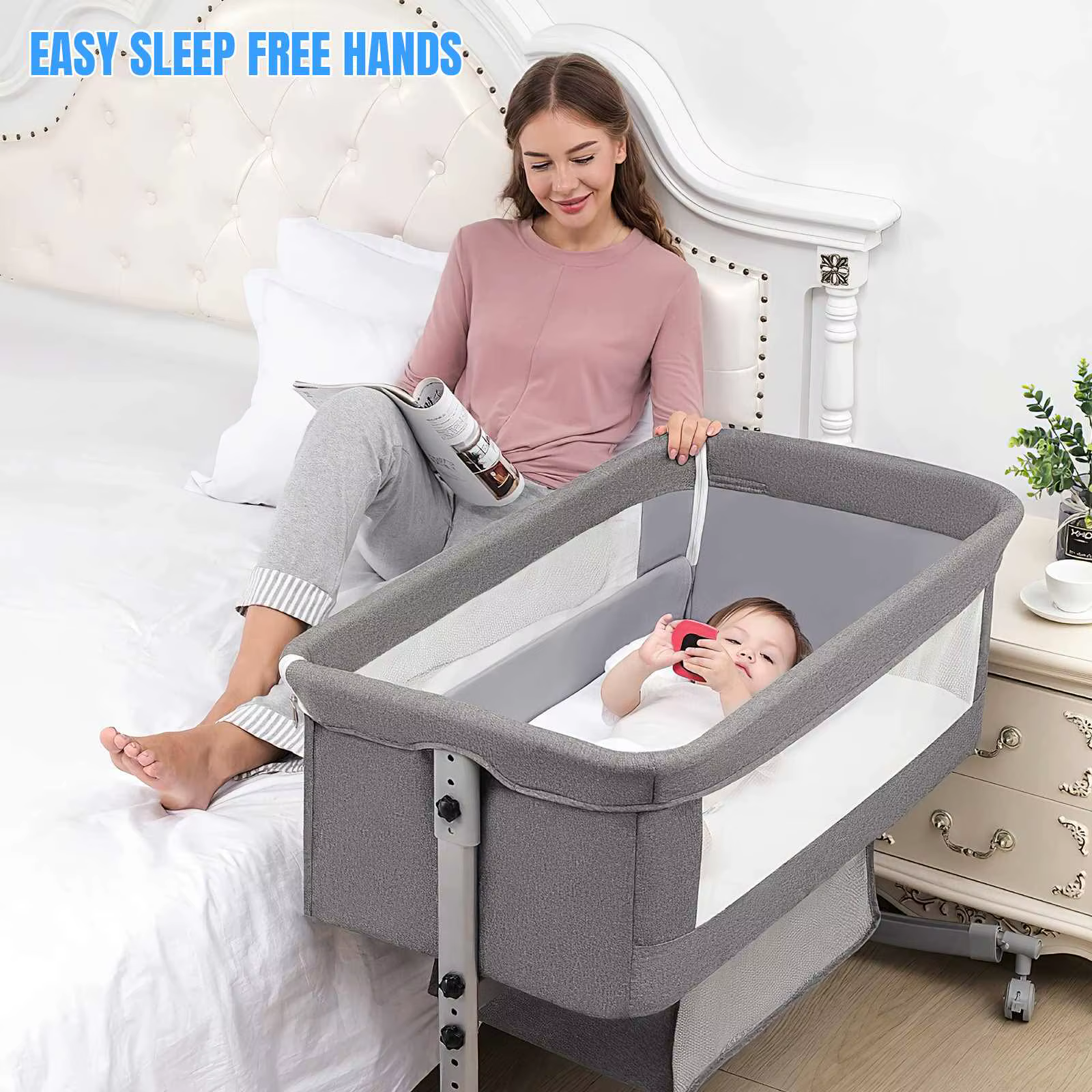 Lit bébé 3 en 1, lit d'appoint, parc pour bébé, 0-3 ans, multifonction, pliable et relevable, avec m