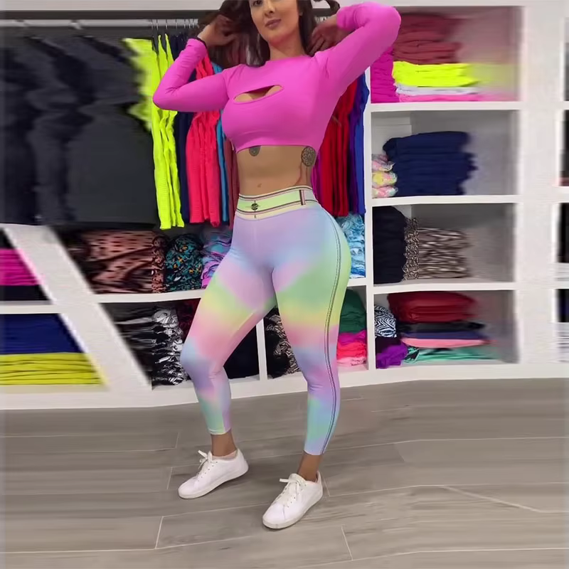 Leggings en Denim Imitation colorés pour femmes, pantalons de Yoga de sport de grande taille, tendan
