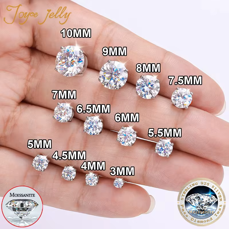 Boucles d'oreilles en diamant Moissanite pour femmes, Test réel 0.1-3CT, plaqué argent platine S925,
