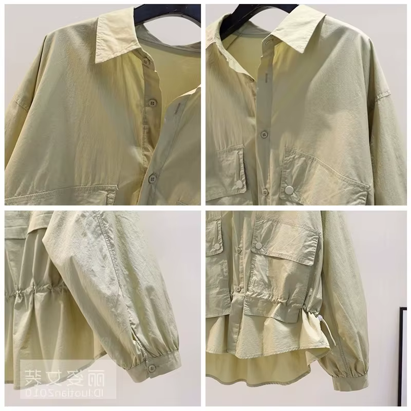 Chemise 50% Coton à Manches sulfpour Femme, Chemisier à Poches, Double Haut, Nouvelle Collection Pri