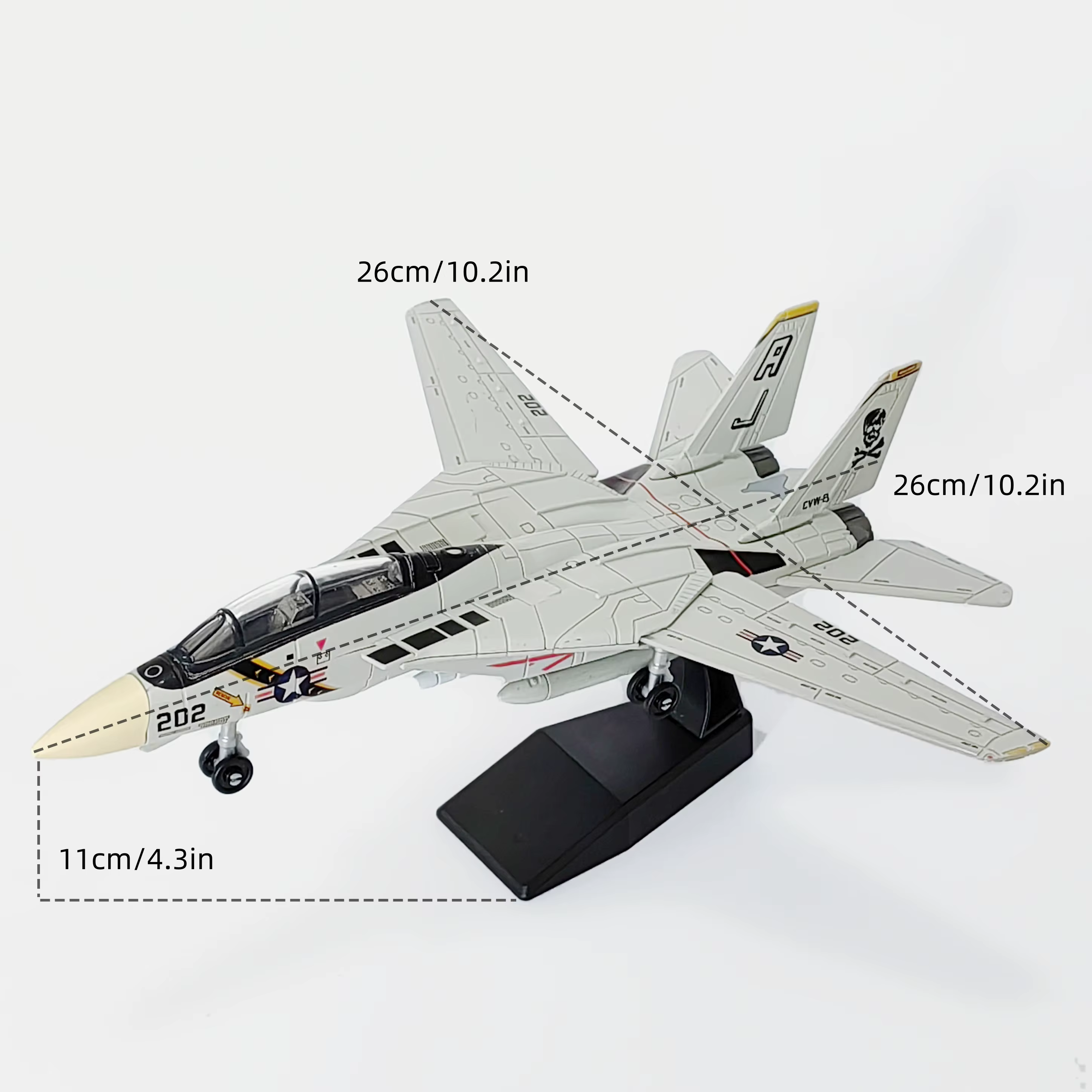 F-14 Fighter, 1:72, modèle d'avion en plastique assemblé (y compris présentoir), présentoir et colle