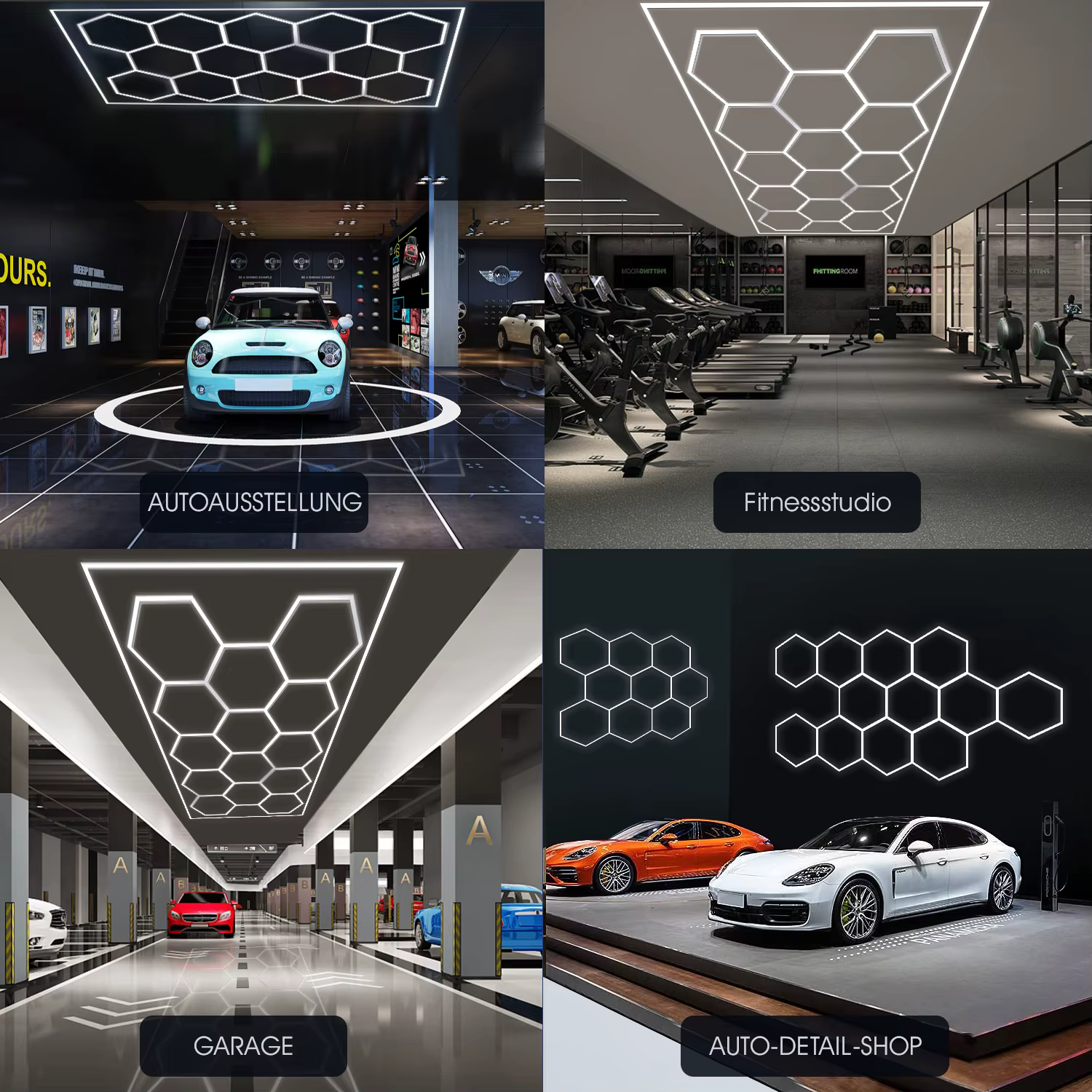Paquet de 14 plafonniers LED hexagonaux, lumière de garage d'éclairage LED en nid d'abeille 680W, lu