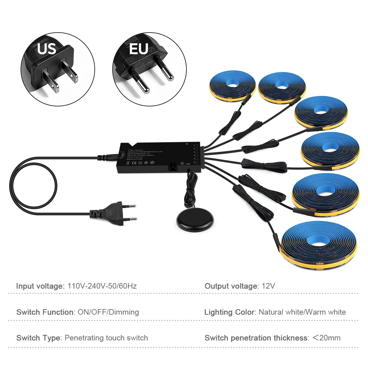 Grille en bois de noyer rideau acoustique panneau mural bande lumineuse LED noir PCB COB Kit tactile