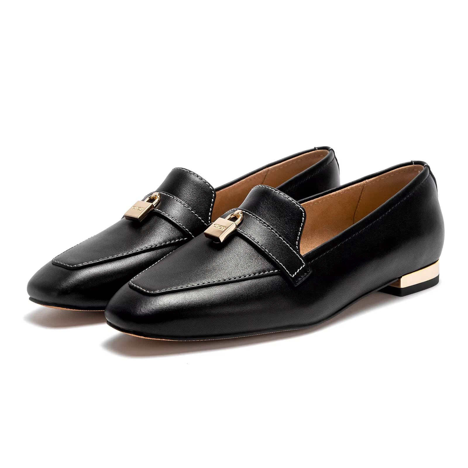 CHCH chaussures plates pour femmes 2025 automne nouveau confortable en cuir de vache noir affaires b