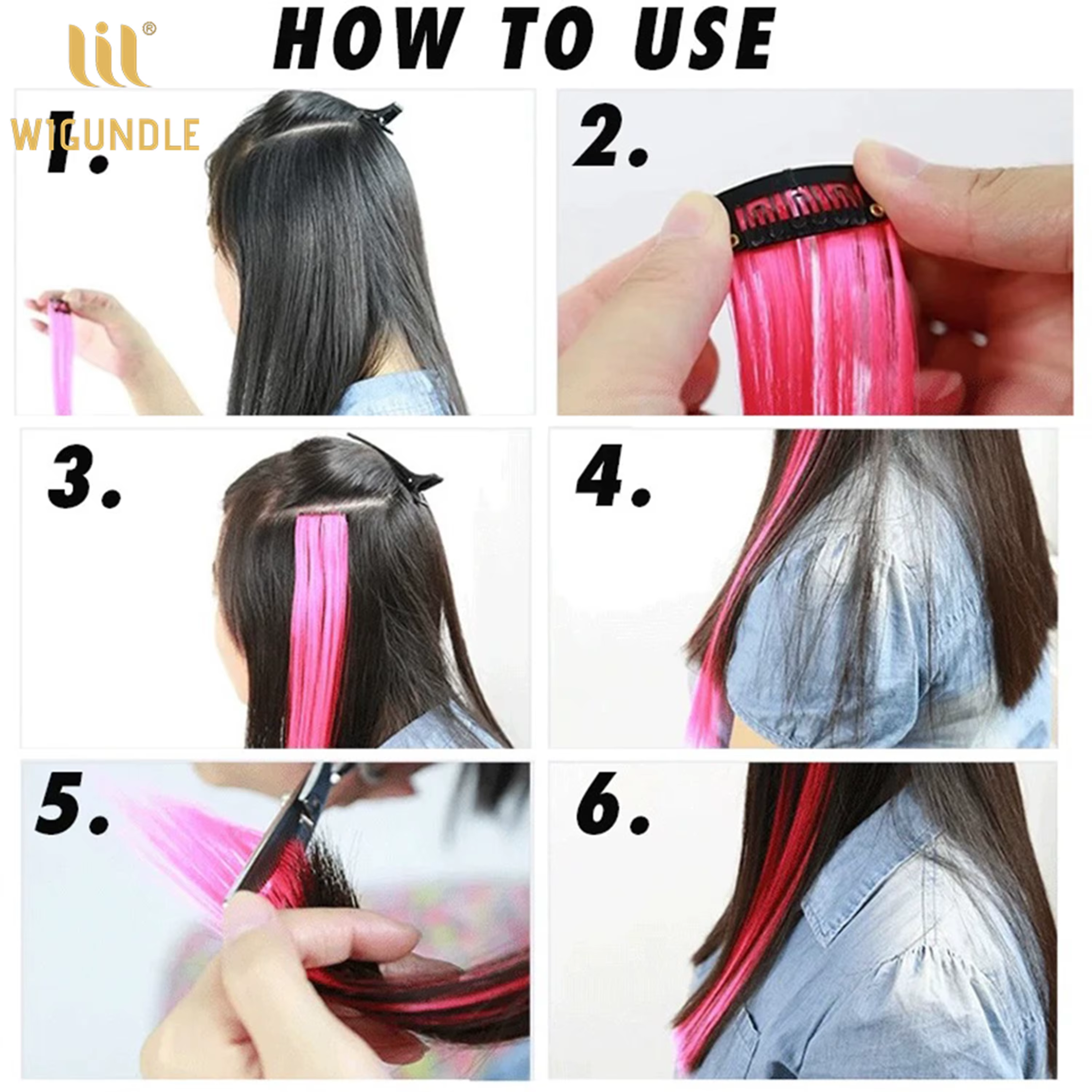 Extensions capillaires synthétiques à Clip de 18 couleurs, 22 pouces, perruque synthétique longue et